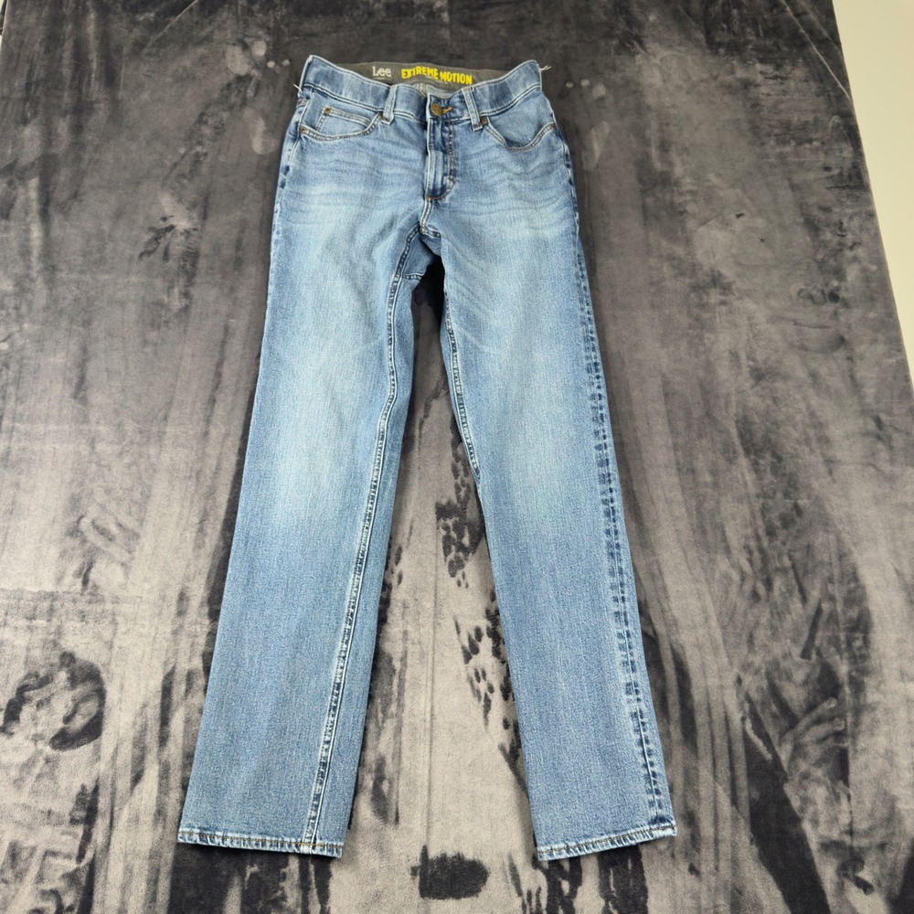 Lee Extreme Motion Jeans Boys 26x29 Light Wash Slim Fit Straight Leg Denim